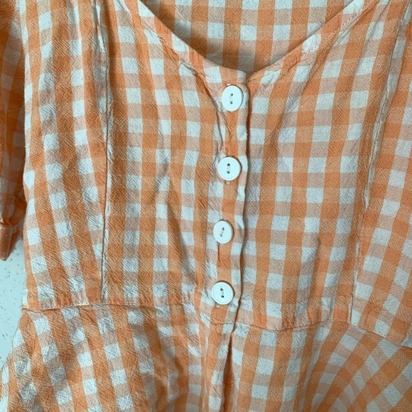Urban Outfitters Orange Gingham Plaid Blouse Size L - Picture 6 of 9